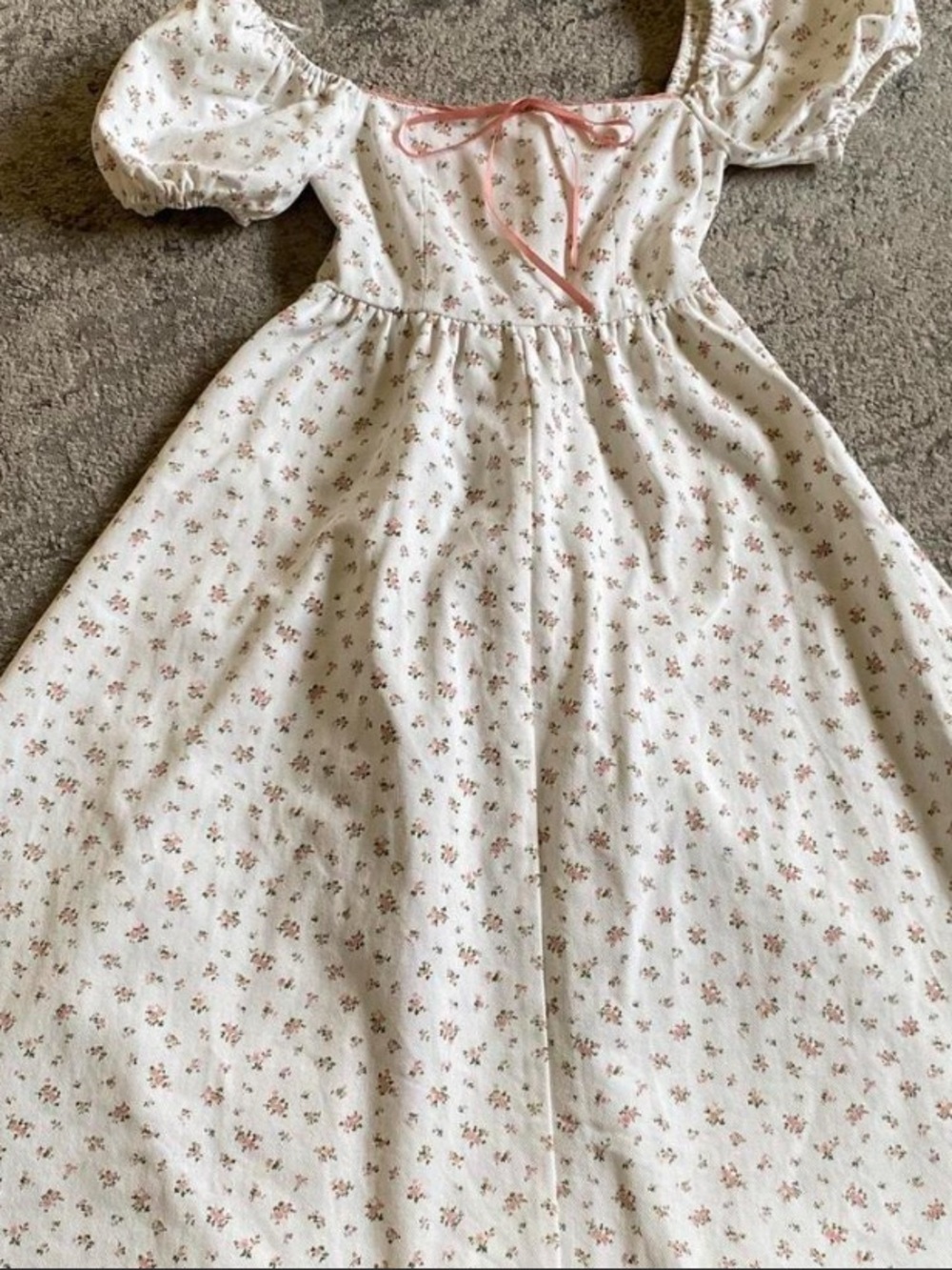 Worth collective charlotte midi Floral Puff-Sleeve Dress with Pink Tie